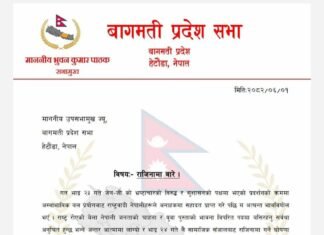 बागमती प्रदेशका सभामुखद्वारा सार्वजनिक विदाका दिन राजीनामा