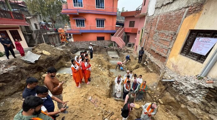 संस्कृति पर्यटन मन्त्रीबाट देवघाटधाममा श्री शङ्कराचार्य आश्रम भवनको शिलान्यास