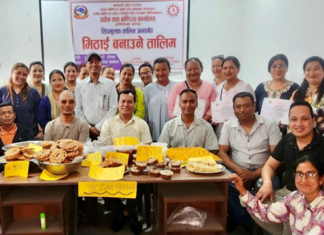 मिठाई बनाउने तालिम सम्पन्न, गुणस्तरीय र स्वास्थ्यवर्द्धक उत्पादनमा जोड